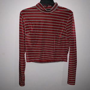red striped mock neck